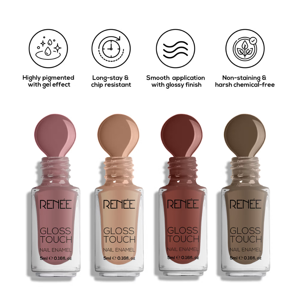 Renee Cosmetics Gloss Touch Nail Enamels - Set Of 4