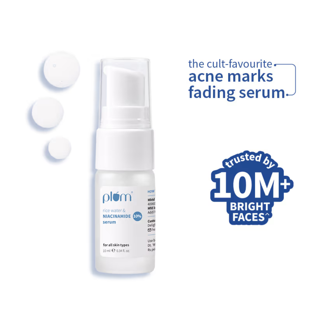 Plum 10% Niacinamide Brightening Face Serum with Rice Water & Ferment - Fades Blemishes & Acne Marks