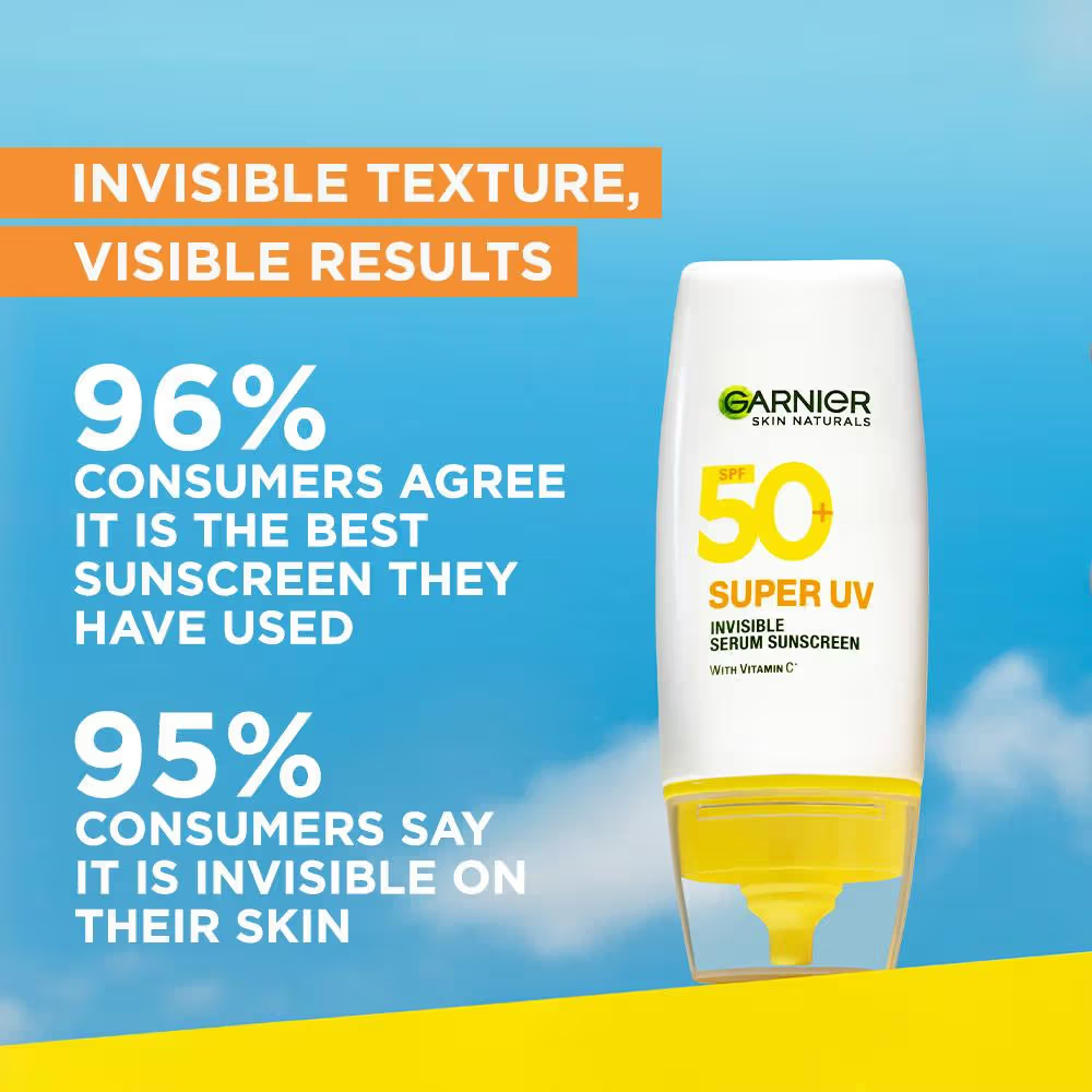 Garnier Air-Lock SPF 50+ PA++++ For UVA/UVB Invisible Serum Sunscreen For Broad Spectrum With No White Cast