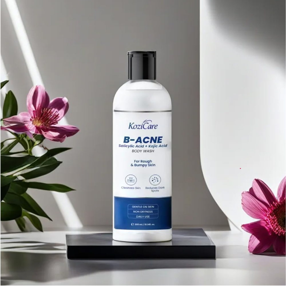 Kozicare Soap B - Acne Body Wash Gel | Kojic Acid Body Wash | Acne Shower Gel for Men & Women | Reduces Dark Spots, Cleanses Skin & Exfoliates Acne | Salicylic Acid Body Wash | For All Type of Skin