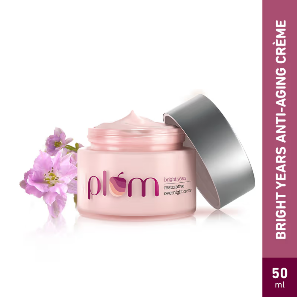 Plum Bright Years Restorative Overnight Anti-Aging Creme - Firms Skin- Reduces Fine Lines & Wrinkles