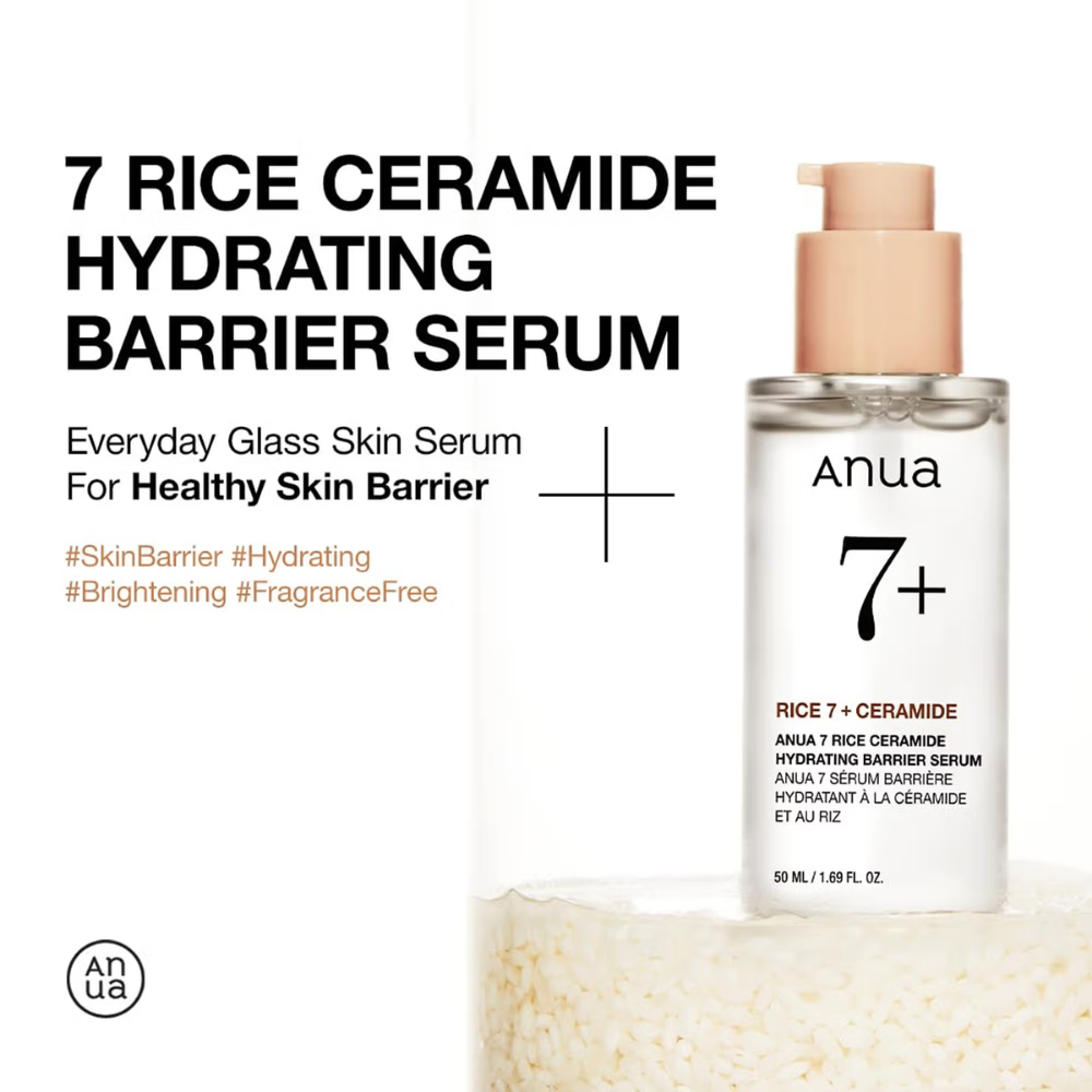 Anua 7 Rice Ceramide Hydrating Barrier Serum with Ceramide & Hyaluronic Acid For Korean Glass Skin