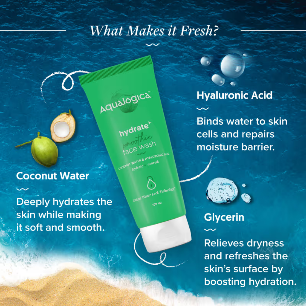 Aqualogica Hydrate+ Smoothie Face Wash with Coconut Water & Hyaluronic Acid