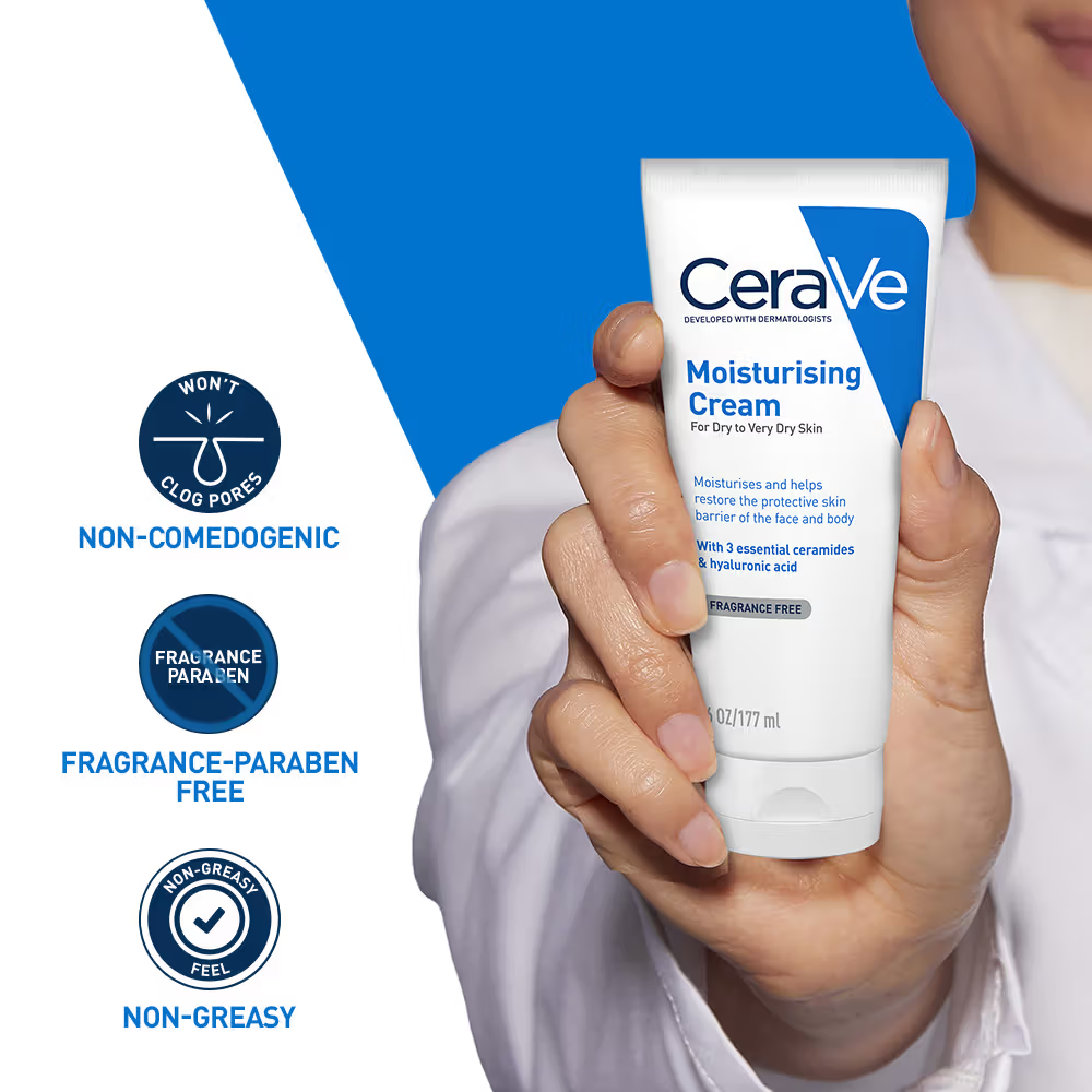 CeraVe Moisturizer Cream For Dry Skin With Ceramides & Hyaluronic Acid For Barrier Repair