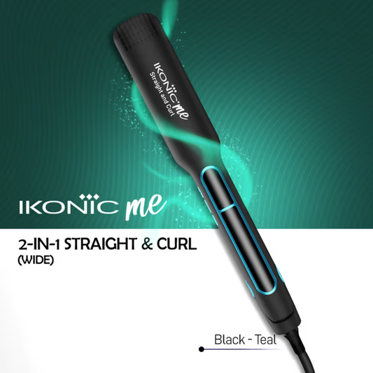 Ikonic Me 2 In 1 Straight And Curl Wide - Black & Teal