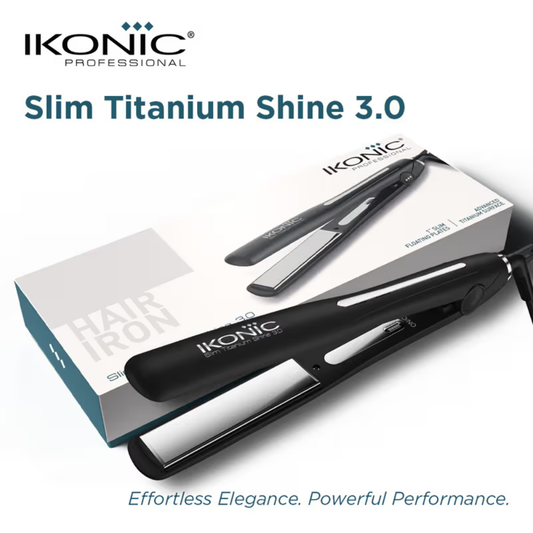Ikonic Professional Slim Titanium Shine 3.0 Hair Straightener - Black