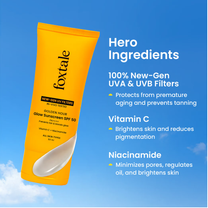 Foxtale SPF 50 Glow Sunscreen with Vitamin C & Niacinamide for Dewy Glow, In-Vivo Tested PA++++