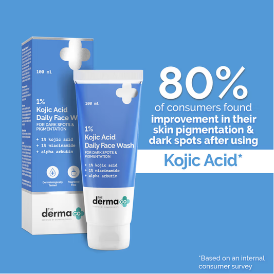 The Derma Co 1% Kojic Acid Face Wash I Reduces Dark Spots & Pigmentation | Cleanses & Brightens Skin