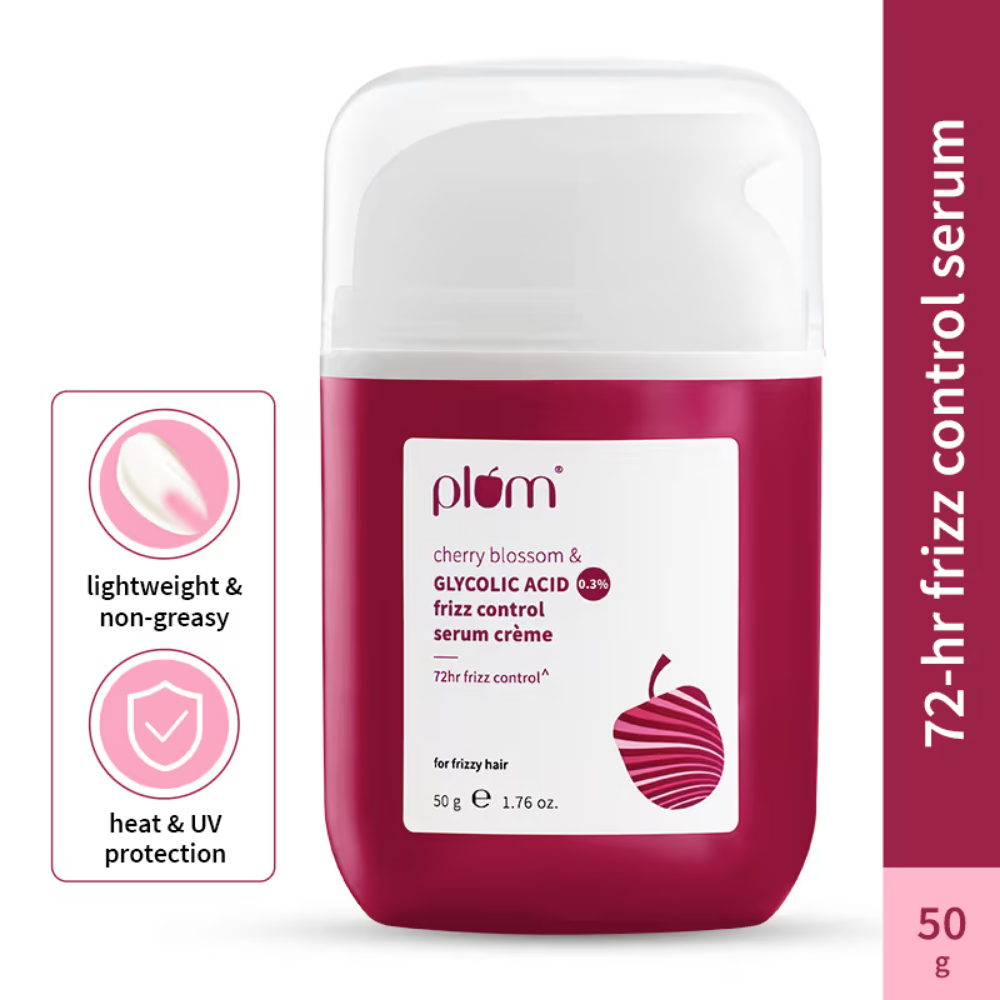 Plum 0.3% Glycolic Acid & Cherry Blossom Frizz Control Hair Serum Creme