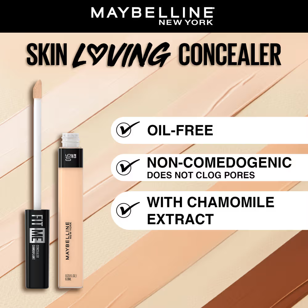 Maybelline New York Fit Me Concealer, Oil-free Liquid Concealer for Oily and Dry Skin