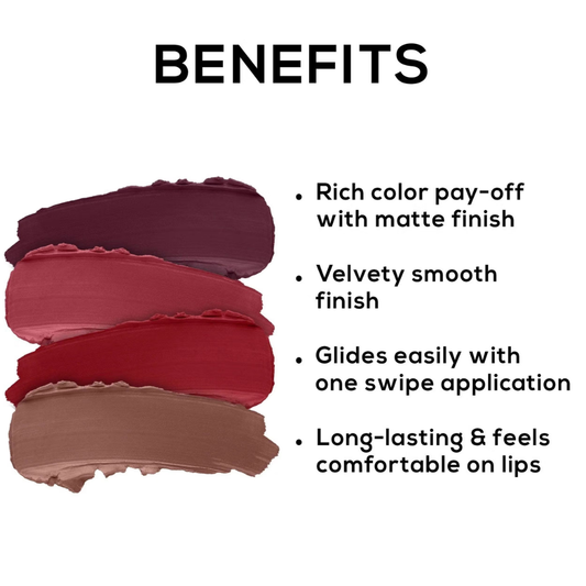RENEE Very Matte Lipstick Combo- Essentials, Pack Of 4, Full Coverage, Long Lasting, Weightless