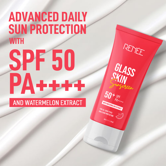 RENEE Glass Skin Gel Sunscreen with SPF 50+, Lightweight, Hydrating & Non-Sticky, Zero White Cast