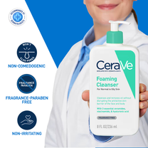 CeraVe Foaming Cleanser Face Wash For Oily Skin with Hyaluronic Acid, Ceramides & Niacinamide