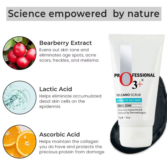 O3+ Volcano Scrub Normal To Oily Skin For Blackheads & Instant Brightening