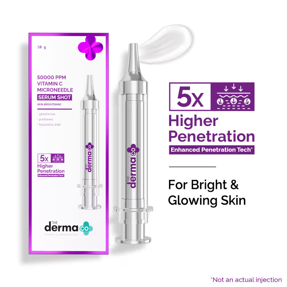 The Derma Co 50000 PPM Vitamin C Microneedle Face Serum Shot for Radiant, Glowing Skin All Types