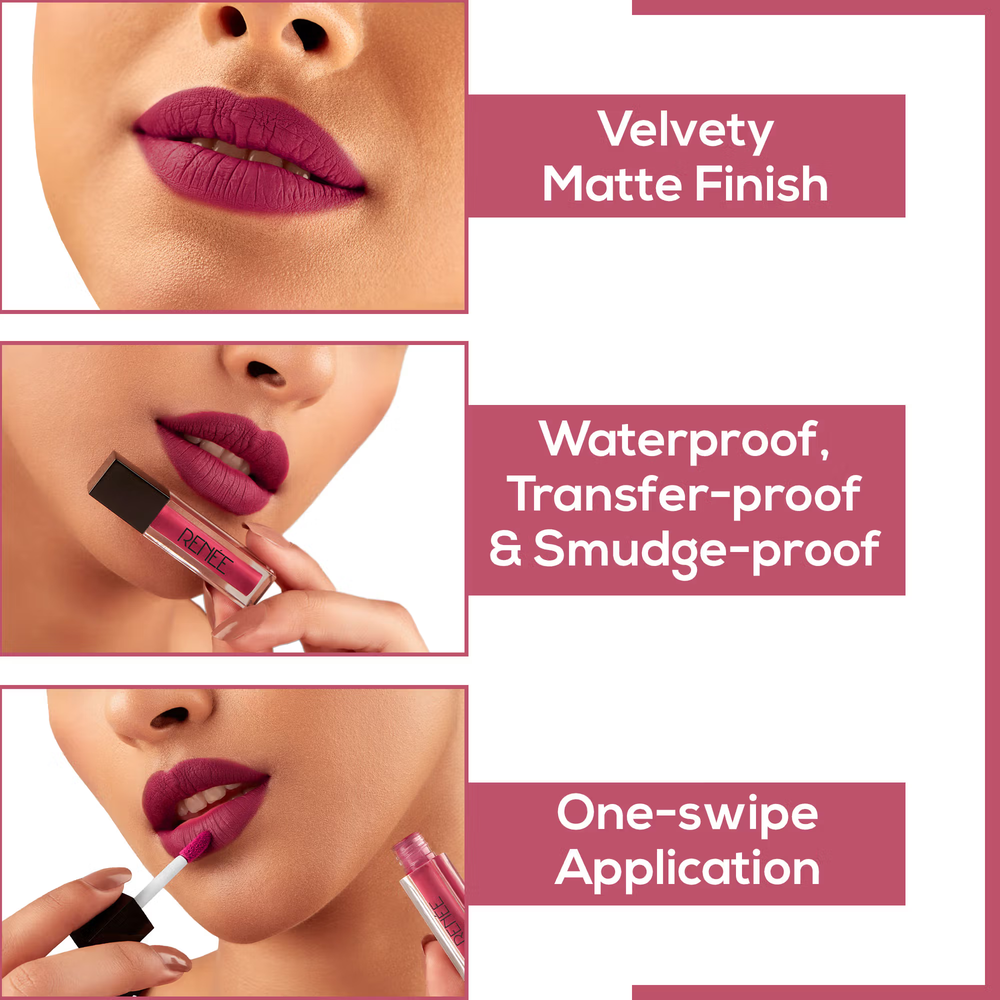 RENEE Stay Forever Matte Liquid Lipstick Gift Set For Women, Waterproof & Smudge-Proof