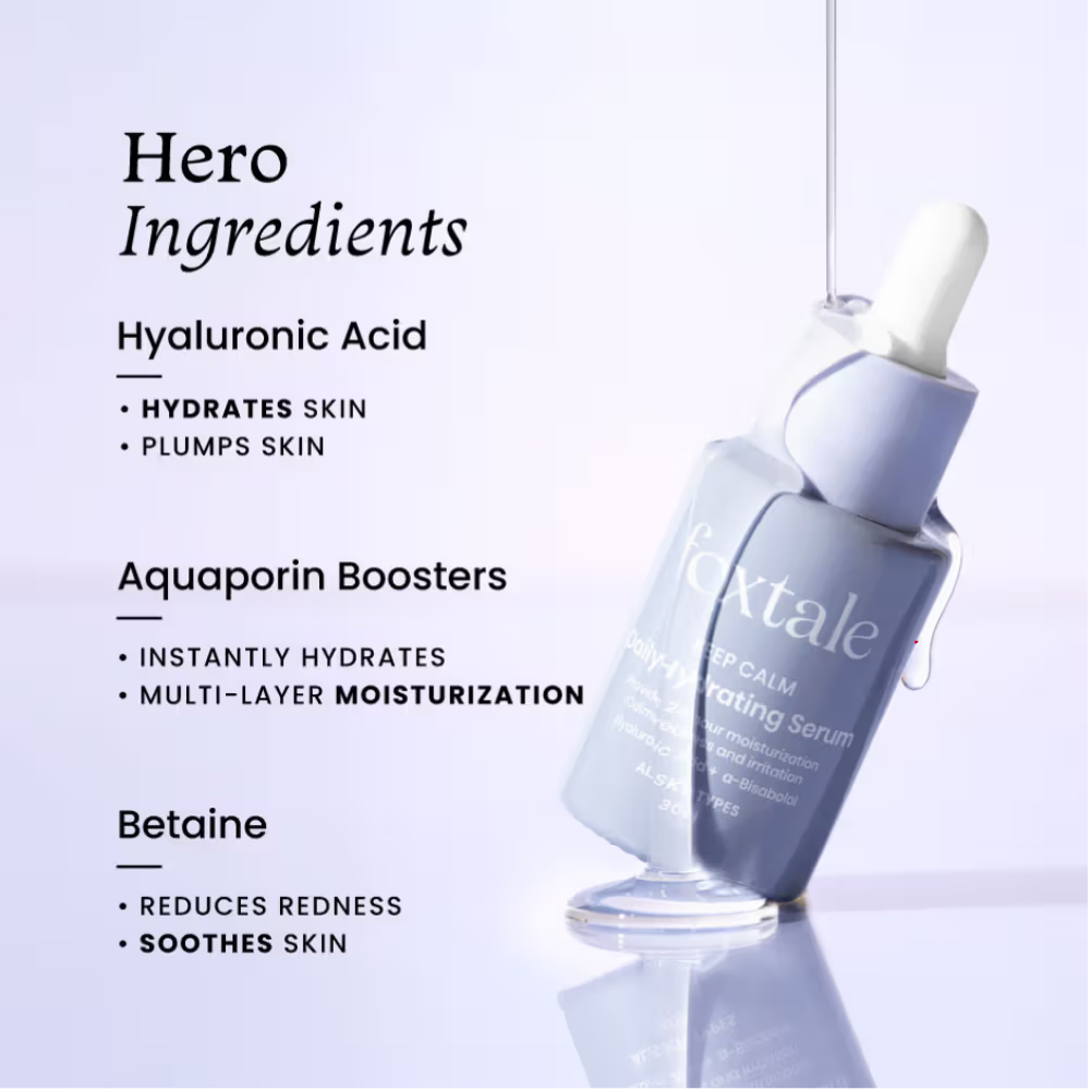 Foxtale Hydrating Serum With Hyaluronic Acid & 6 Hydration Boosters for 24 hours Moisturization