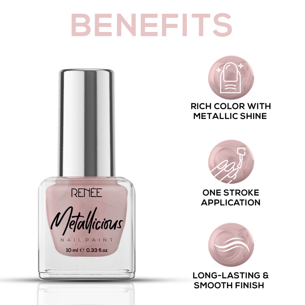 Renee Cosmetics Metallicious Nail Paint - Silky Nude