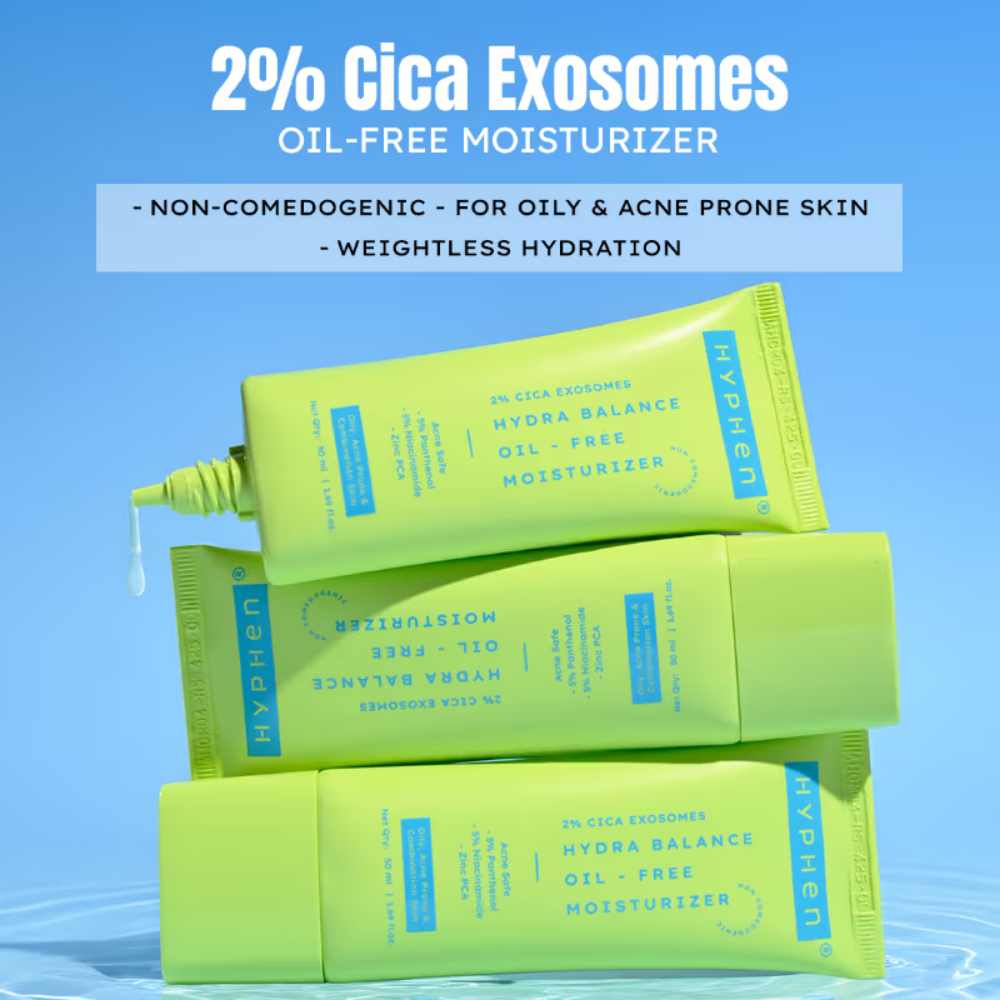 Hyphen 2% Cica Exosome Oil-Free Moisturizer 5% Niacinamide Controls Oil Non-sticky, Light Gel