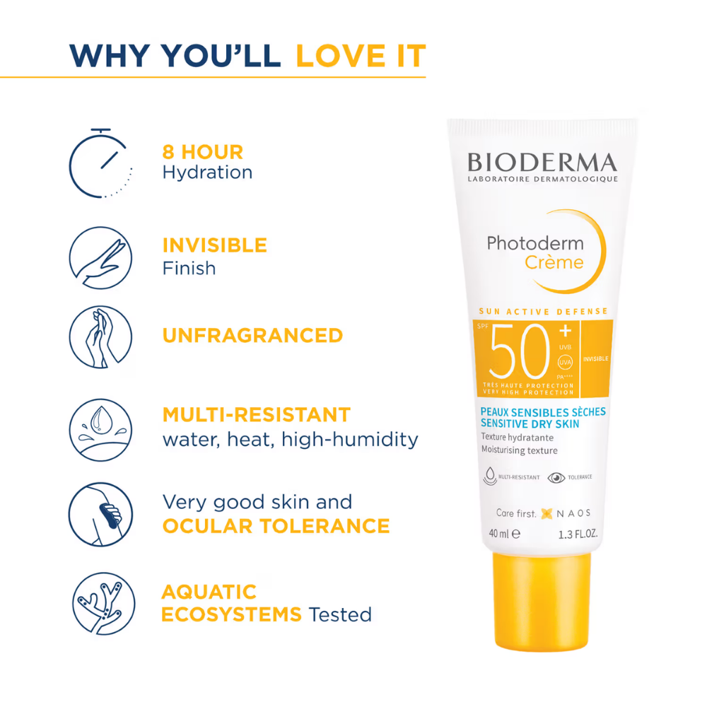 Bioderma Photoderm Crème SPF 50+ PA++++ Hydrating Sunscreen for Normal to Dry Skin | In Vivo Tested