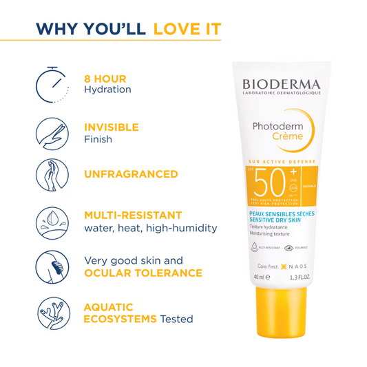 Bioderma Photoderm Crème SPF 50+ PA++++ Hydrating Sunscreen for Normal to Dry Skin | In Vivo Tested