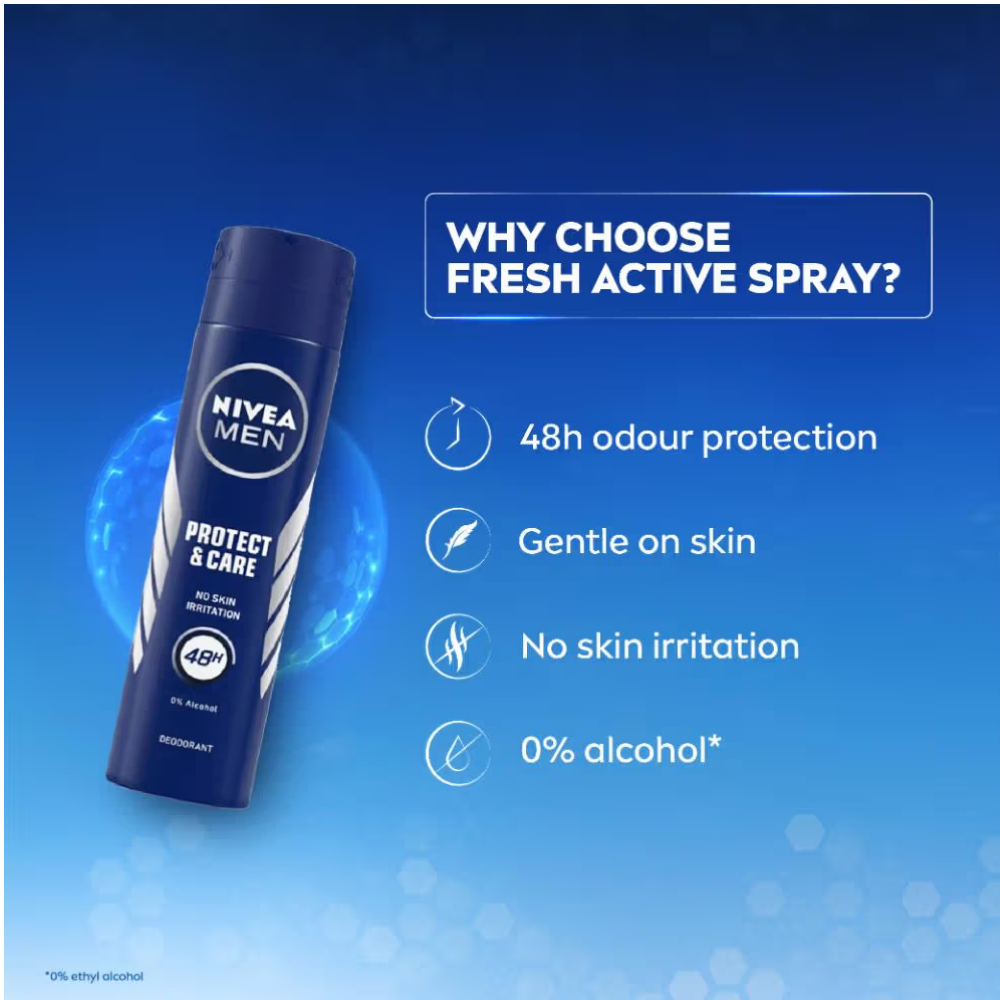 NIVEA MEN Deodorant, Protect & Care, No Skin Irritation & 48h Freshness