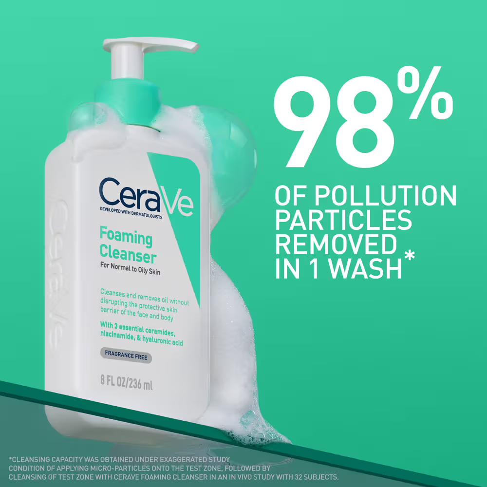 CeraVe Foaming Cleanser Face Wash For Oily Skin with Hyaluronic Acid, Ceramides & Niacinamide