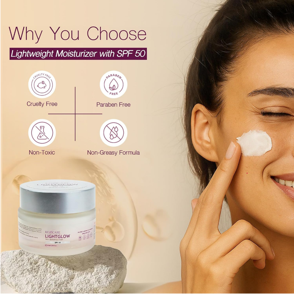 Kozicare Kojic Acid Cream with Hyaluronic Acid & Vitamin E | Lightweight Moisturizer with SPF 50