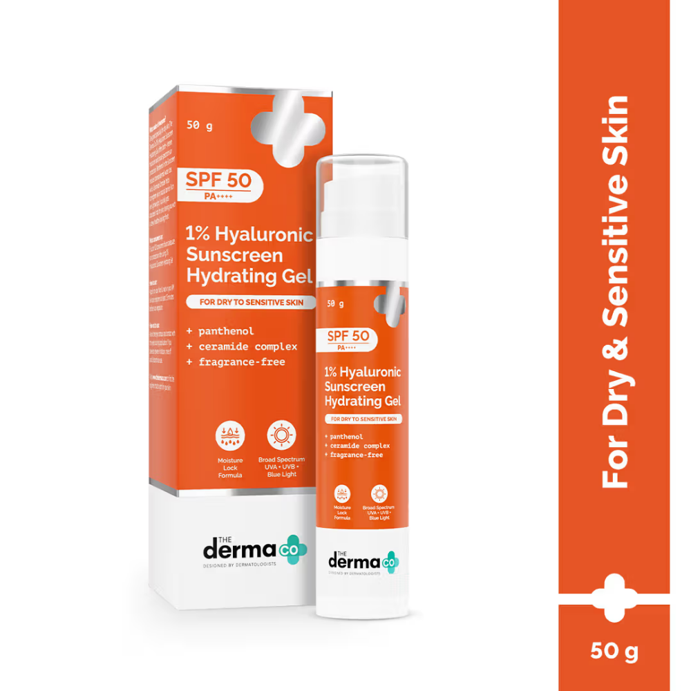The Derma Co 1% Hyaluronic Sunscreen Hydrating Gel Spf 50 Pa++++ For Dry & Sen... - In-Vivo tested