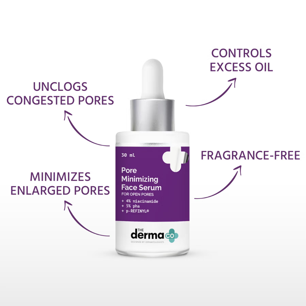 The Derma Co Pore Minimizing Face Serum With 4% Niacinamide, 5% PHA And P-refinyl For Open Pores