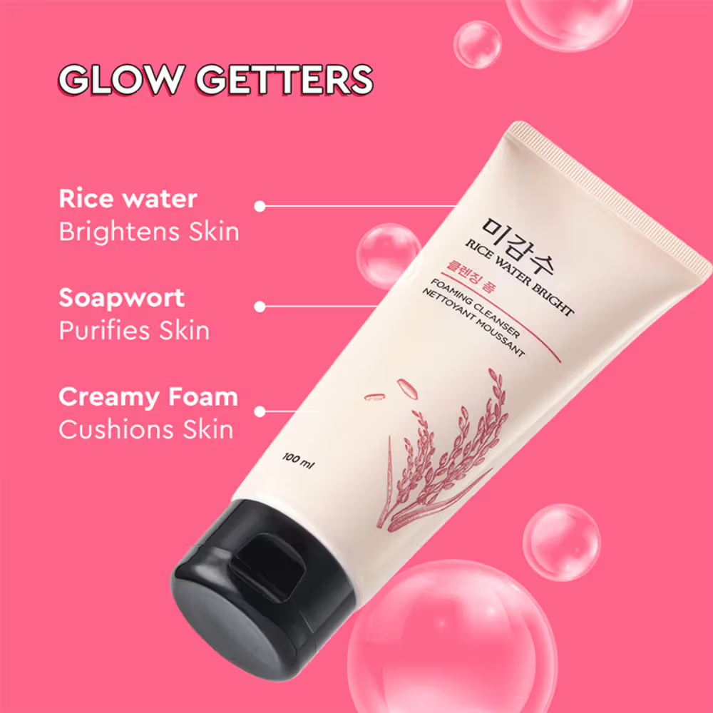 The Face Shop Rice Water Bright Korean Cleanser - Best Face Wash for Even Tone & Glowing Skin
