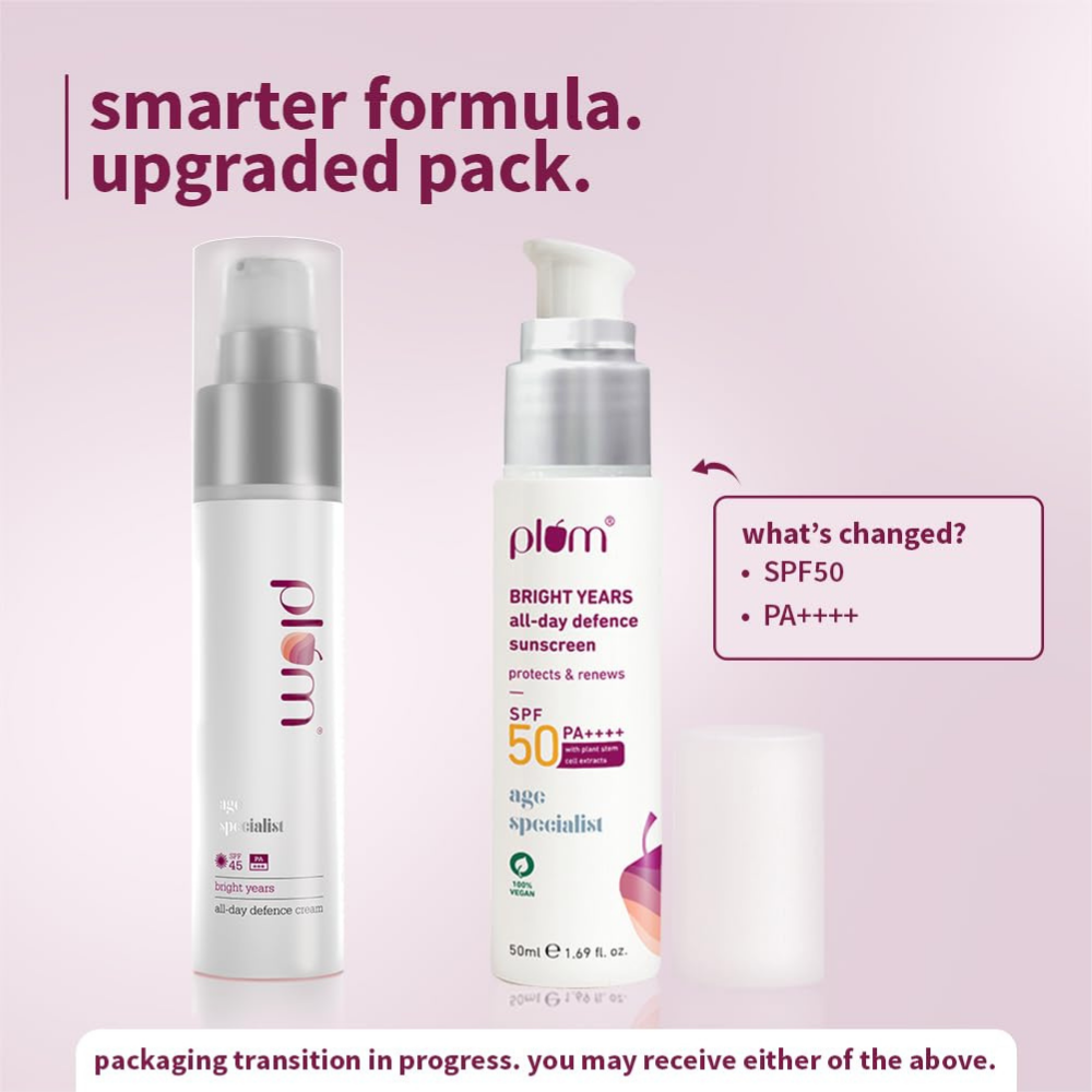 Plum Bright Years All-Day Defence SPF 50 PA++++ Sunscreen For Oily, Normal & Dry Skin