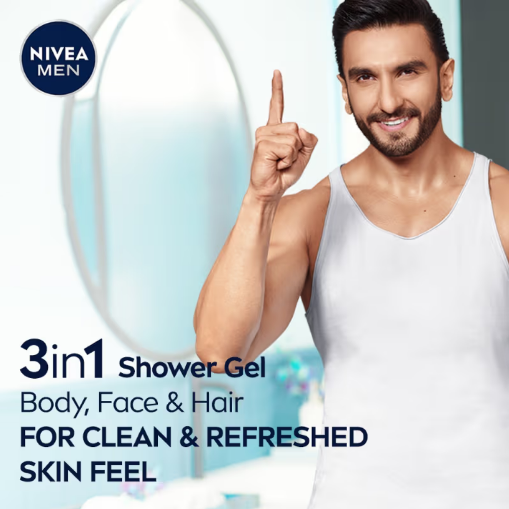 NIVEA MEN Body Wash, Energy with Mint Extracts, Shower Gel for Body, Face & Hair