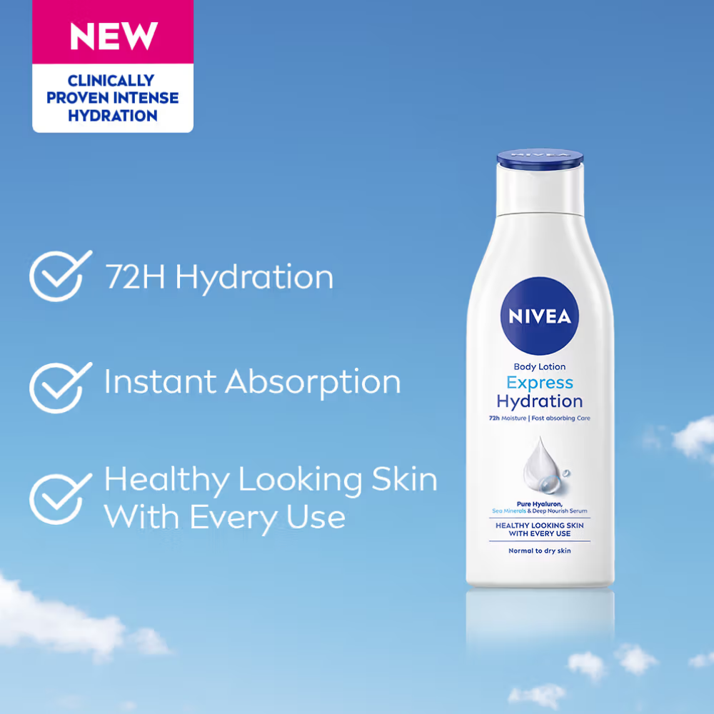 NIVEA Express Hydration BODY LOTION with Sea Minerals - 5 in 1 COMPLETE CARE for 48H Moisturization