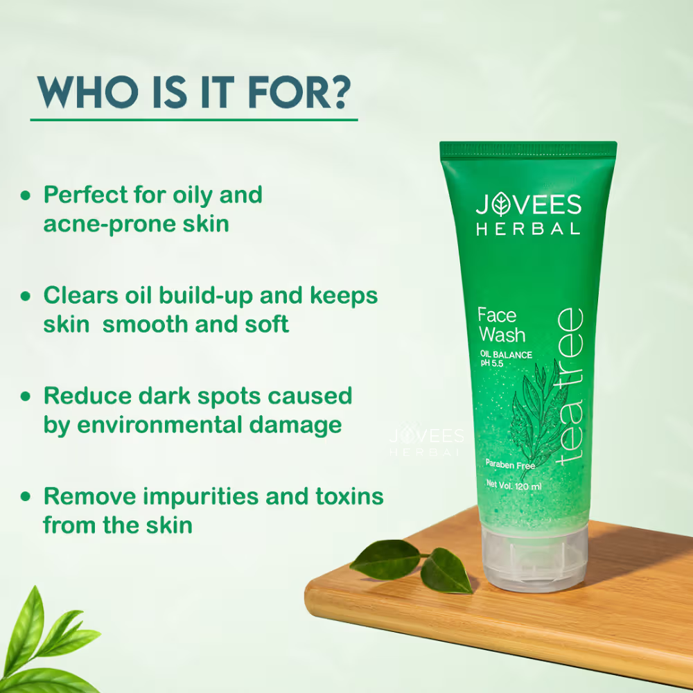 Jovees Herbal Tea Tree Face Wash For Oily & Acne Free Glowing Skin