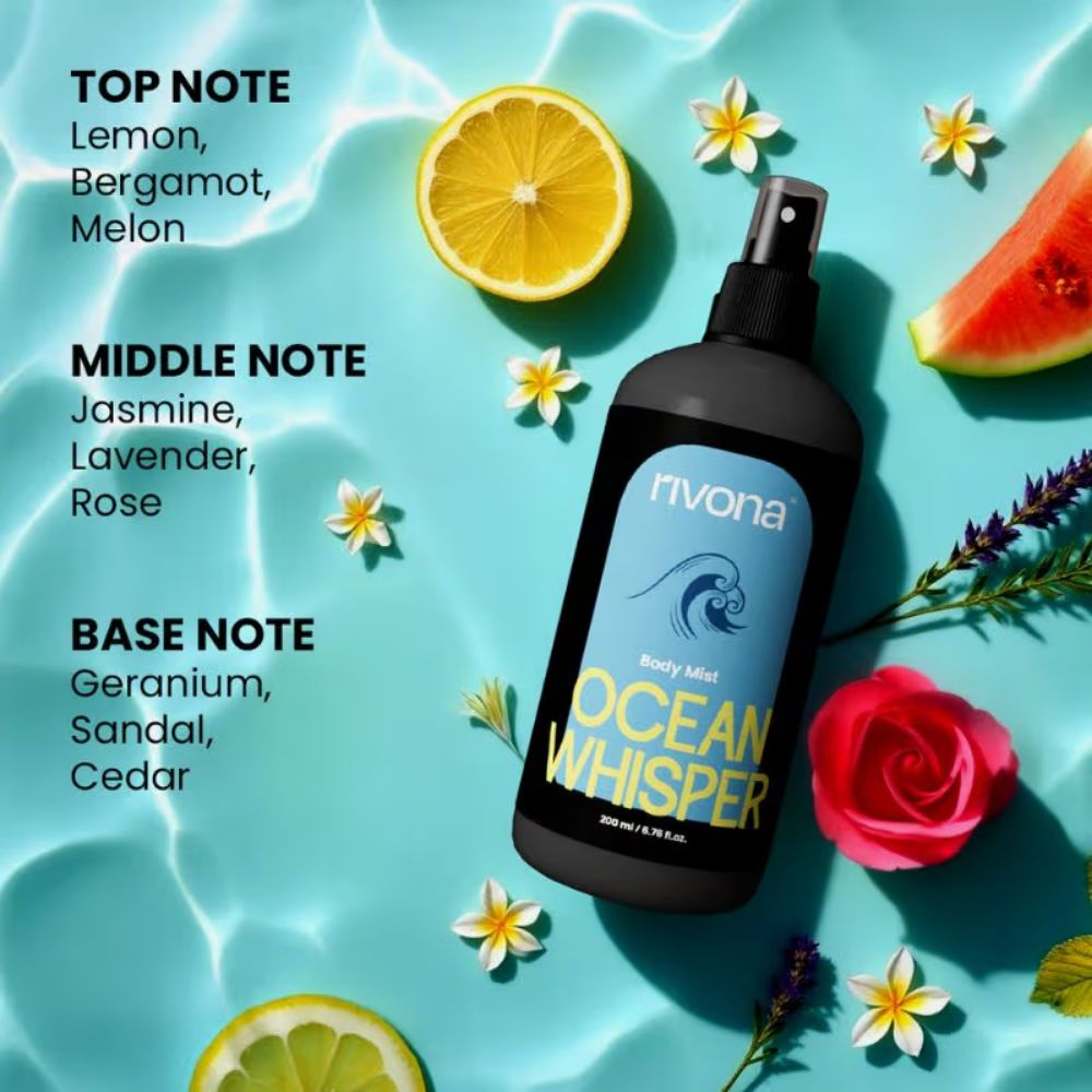 Rivona Naturals Ocean Whisper - Aquatic And Fresh Perfume Body Mist For Long Lasting Fragrance