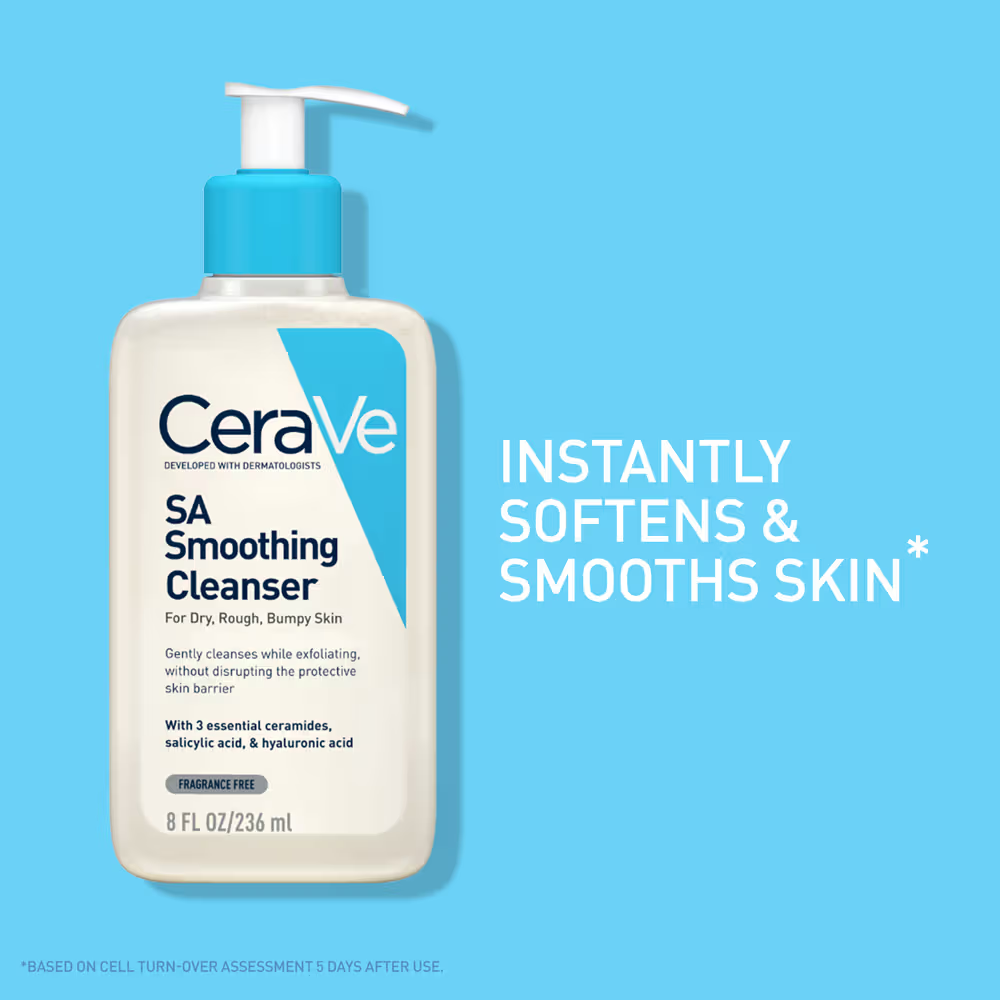 CeraVe SA Smoothing Cleanser For Dry, Rough & Bumpy Skin, Face wash with Salicylic Acid & Ceramides