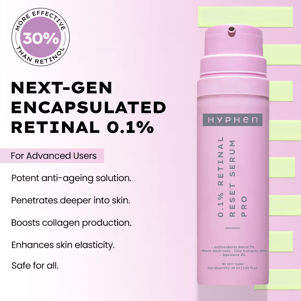Hyphen 0.1% Retinal Reset, Retinol Derivative Serum Pro For Anti Aging, Reduce Fine Lines & Wrinkles