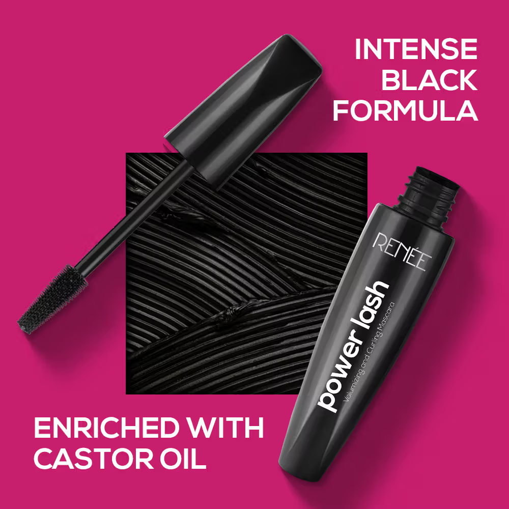 RENEE Power Lash Mascara, Black, Instantly Curls, Lengthens & Volumizes, Long - Lasting Clump
