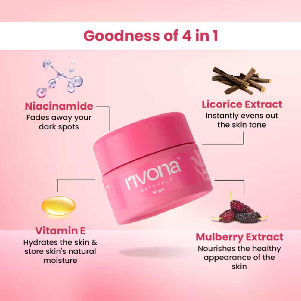 Rivona Naturals Pink Face Cream All-In-One Tinted Foundation Moisturizer, BB Glow With Vitamin E