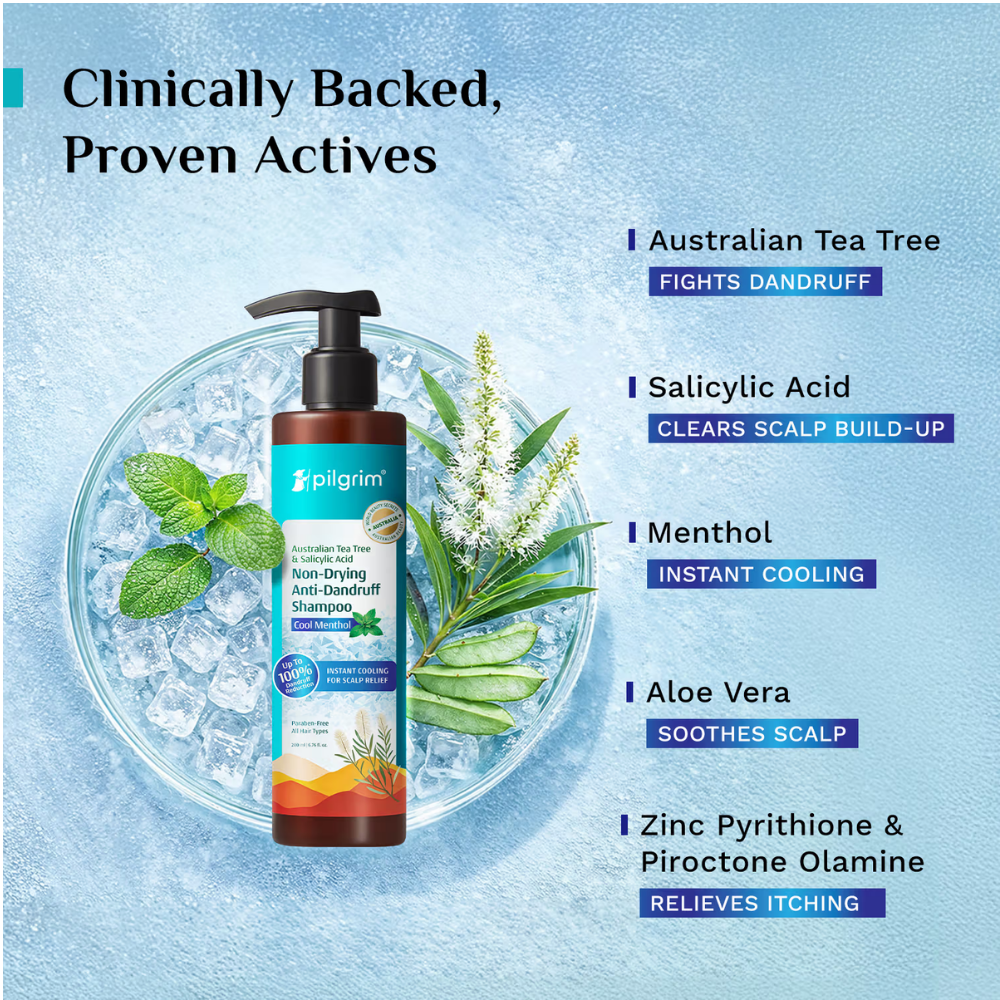 Pilgrim Australian Tea Tree & Salicylic Acid Cool Menthol Non-Drying Anti-Dandruff Shampoo