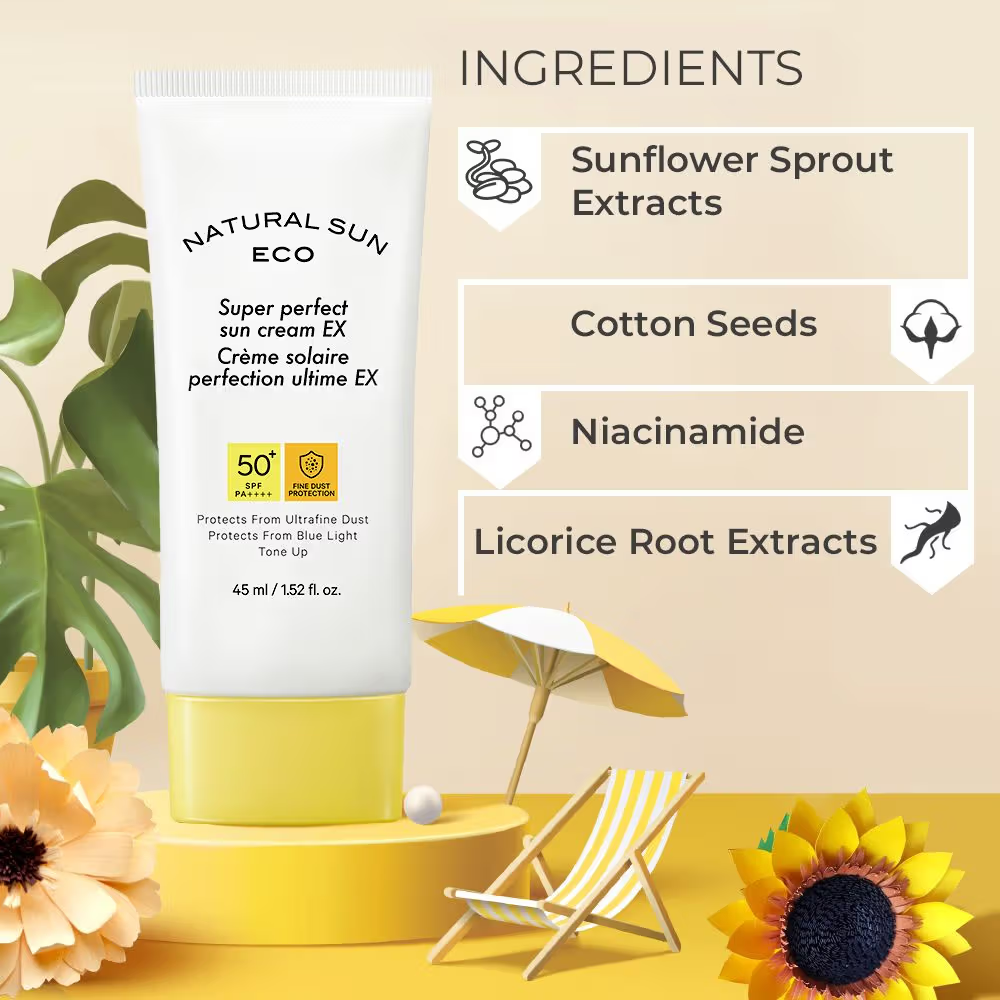 The Face Shop Perfect Tinted Korean Sunscreen SPF 50 PA++++ for UV & Blue Light Protection & Tone Up