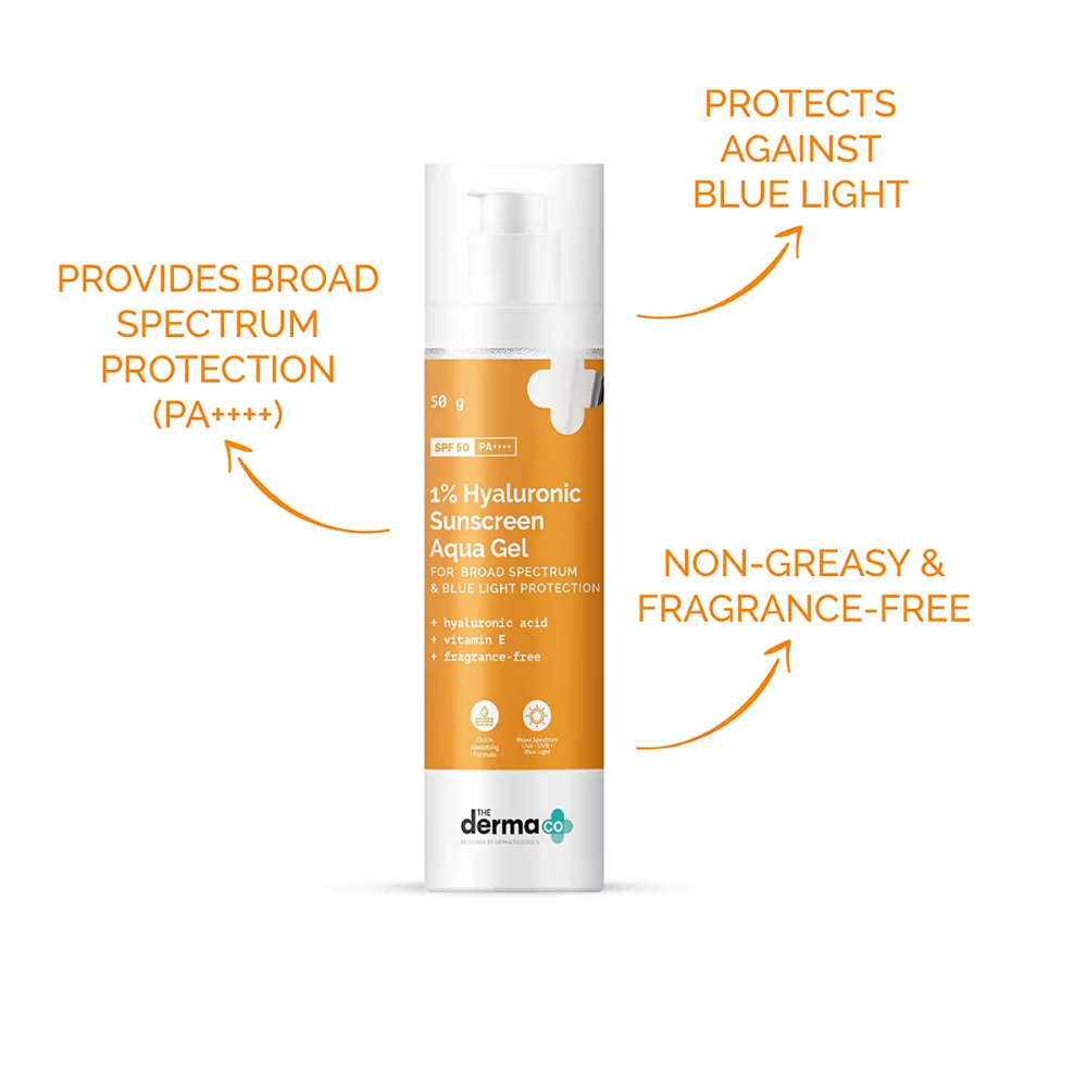 The Derma Co 1% Hyaluronic Sunscreen Aqua Ultra Light Gel (Pack of 2) - In-Vivo tested