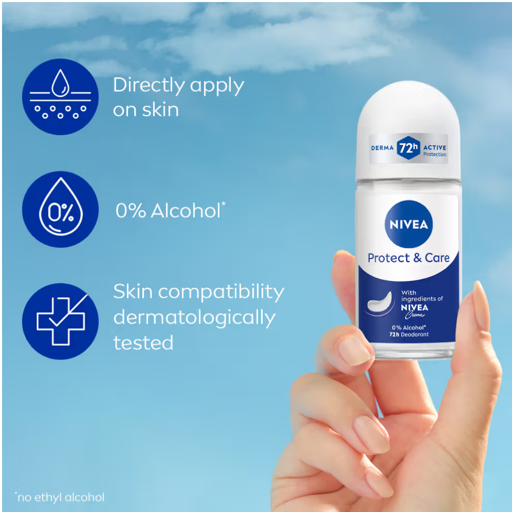 NIVEA Women Deodorant Roll On Protect & Care Non-Irritating & 72H Protection