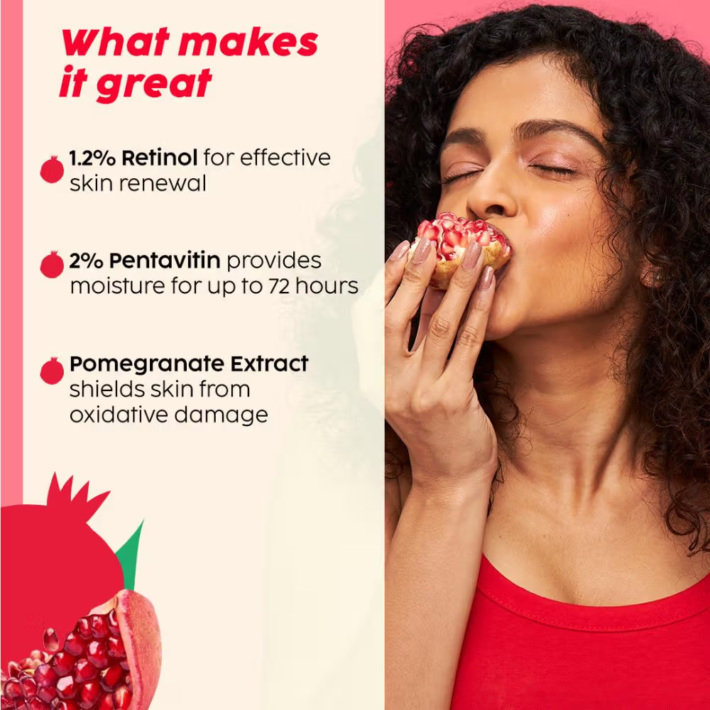 Plix 1.20% Retinol & 1% Bakuchi Oil Pomegranate Anti Ageing Night Cream, Reduce Fine Line & Wrinkles