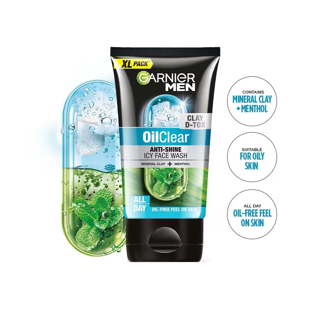 Garnier Men Oil Clear Clay D - Tox Facewash