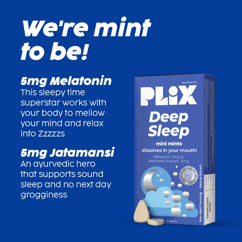 PLIX Deep Sleep with Melatonin, Oral Dissolving 30 Mini Mints for restful sleep, Jatamansi Extracts