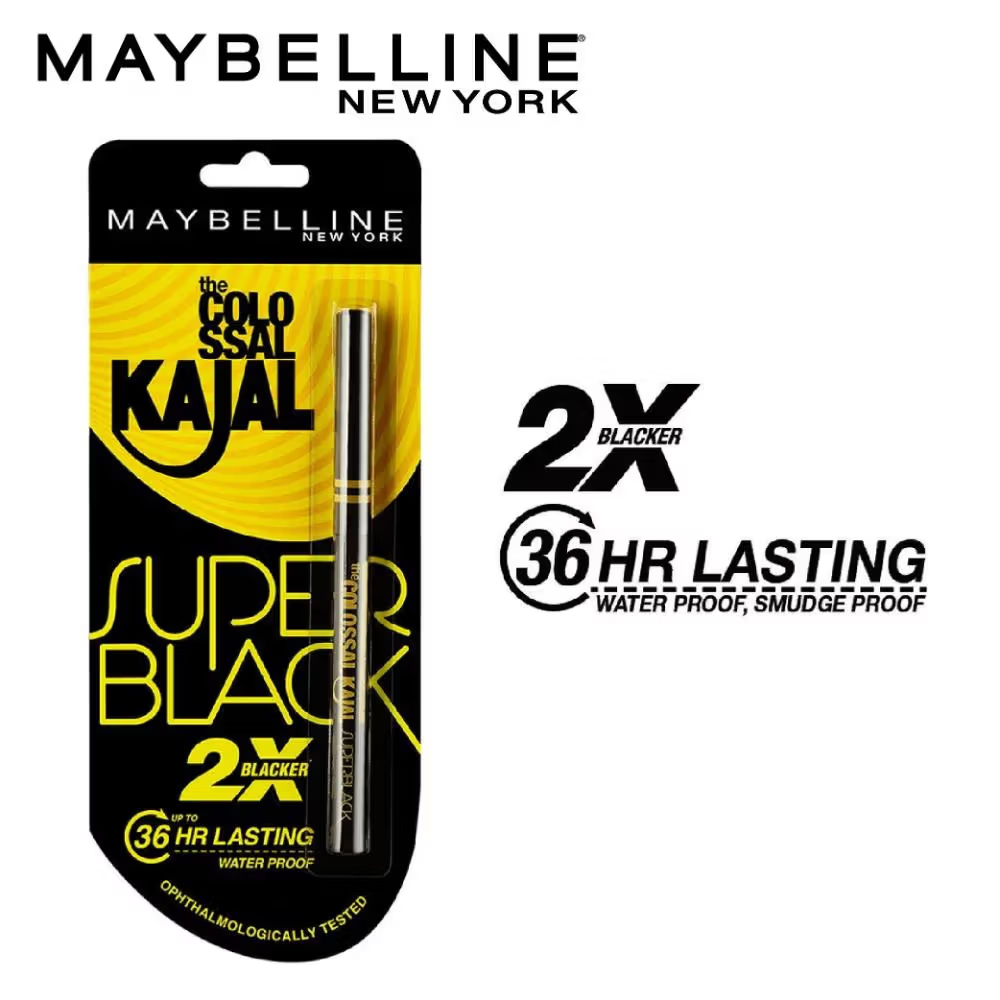 Maybelline New York Colossal Kajal Super Black, 2X Darker & 2X Colossal, Matte Finish Kajal