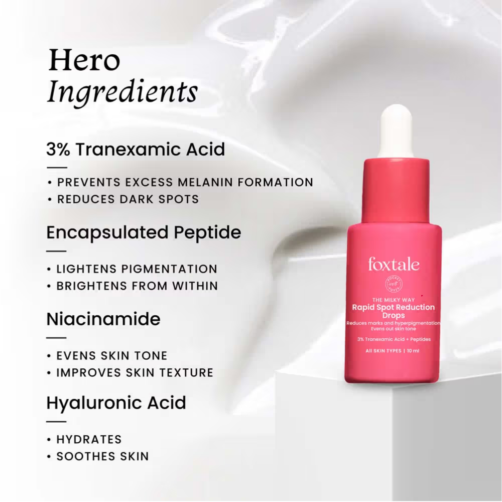Foxtale Rapid Spot Reduction Drops With 3% Tranexamic Acid & Niacinamide, Fades Marks & Pigmentation