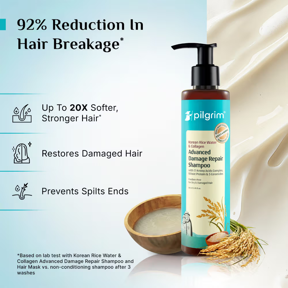 Pilgrim Korean Rice Water & Collagen Advanced Damage Repair Shampoo